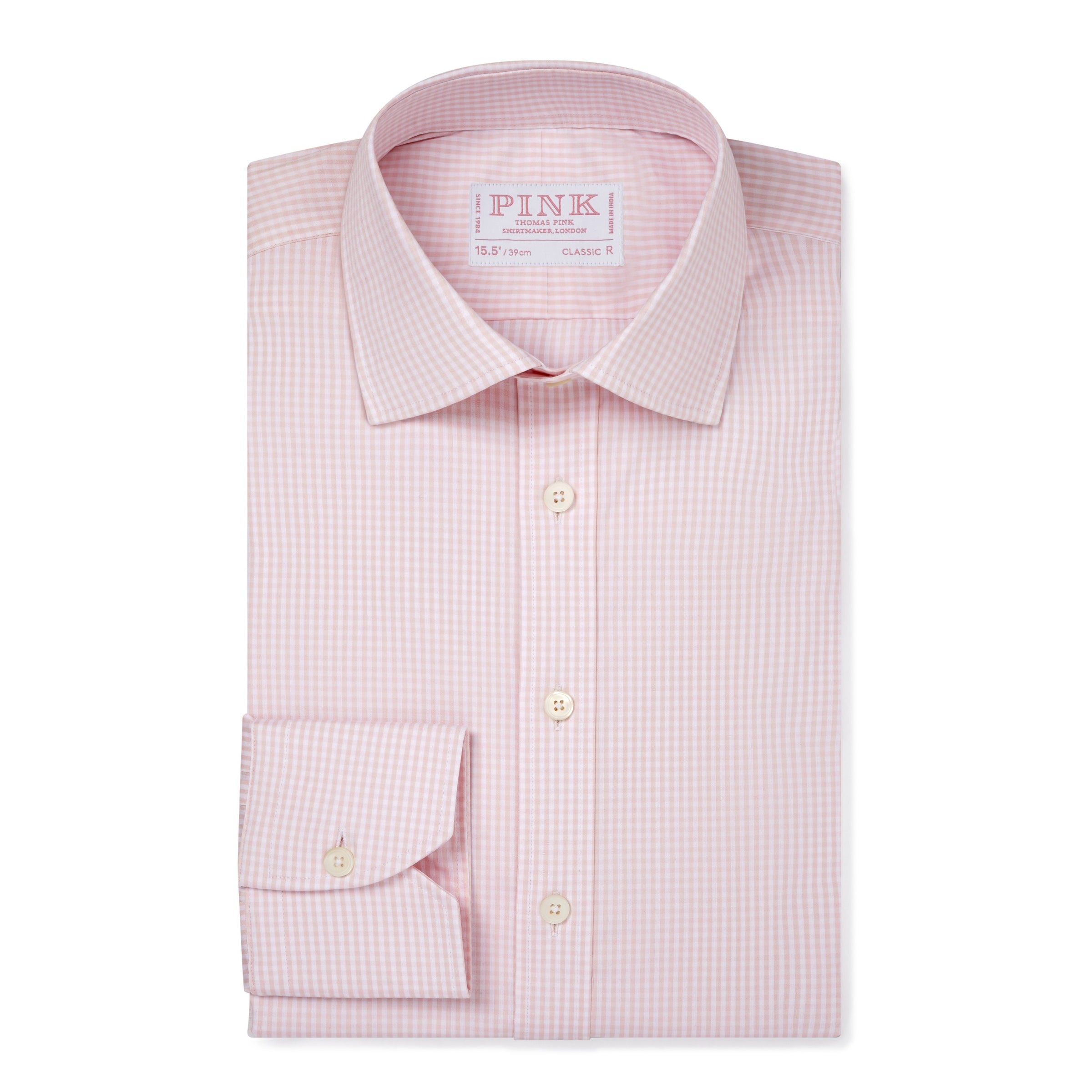 Pale Pink & White Classic Fit Essential Gingham Formal Shirt