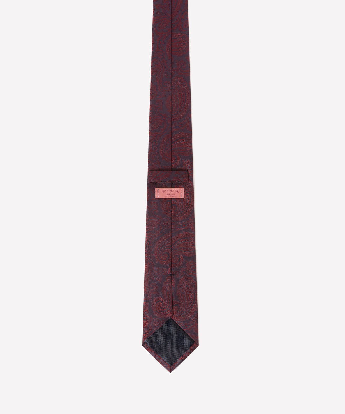 Deep Red & Navy Contrast Paisley Silk Tie
