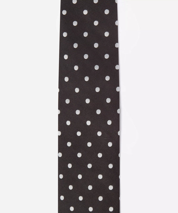 Black & White Polka Dot Silk Woven Tie