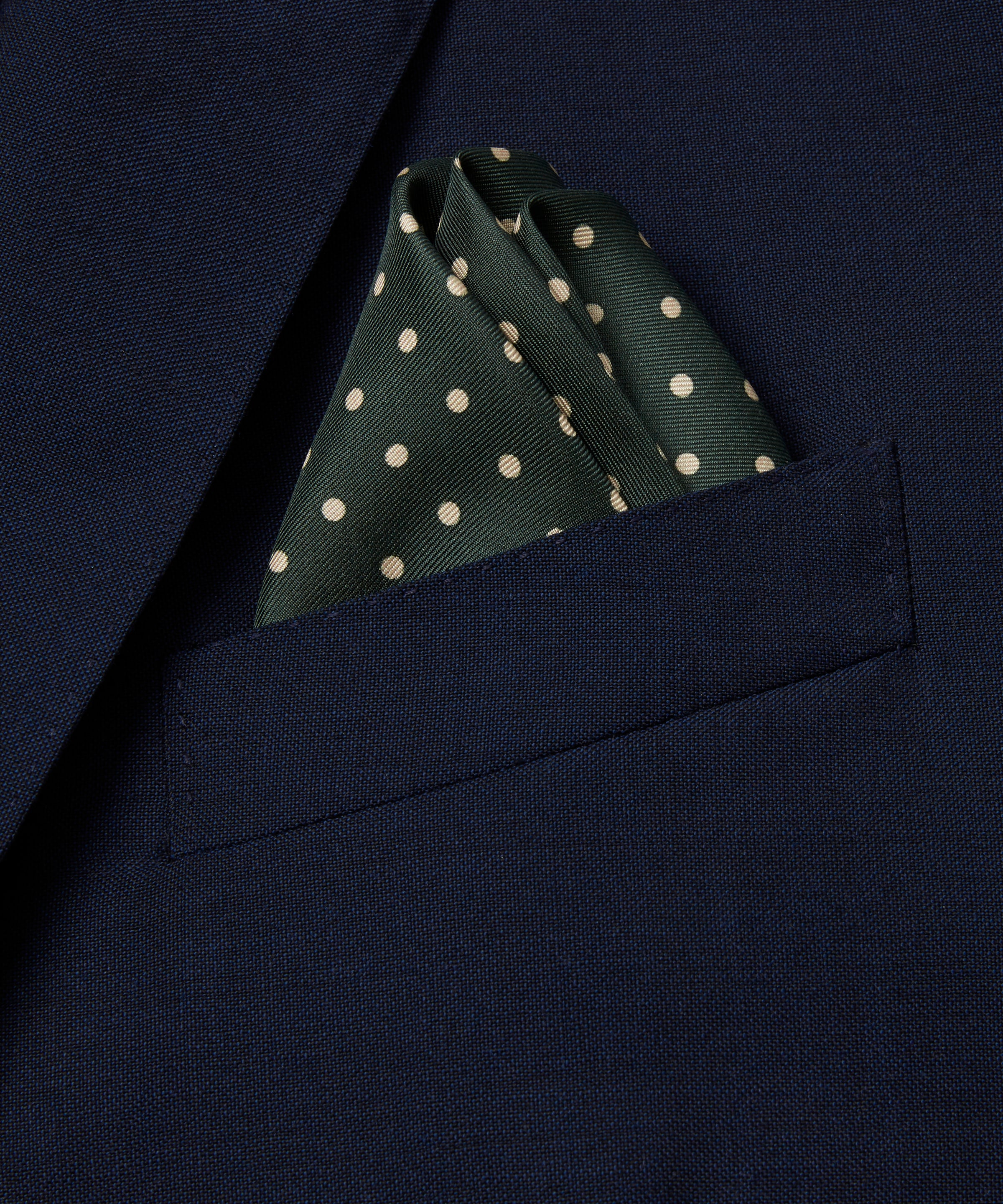 Green & Neutral Polka Dot Silk Pocket Square