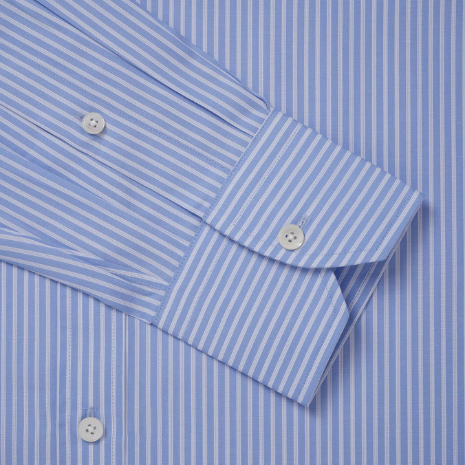 Blue & White Classic Fit Formal Tacking Stripe Shirt