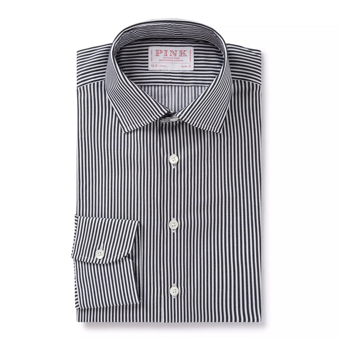 Black & White Tailored Fit Capri Stripe Shirt Formal Shirt