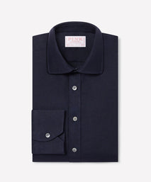 Navy Slim Fit Essential Linen Formal Shirt