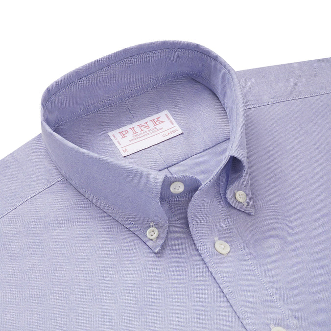 Blue Classic Fit Smart Casual Open Weave Oxford Shirt