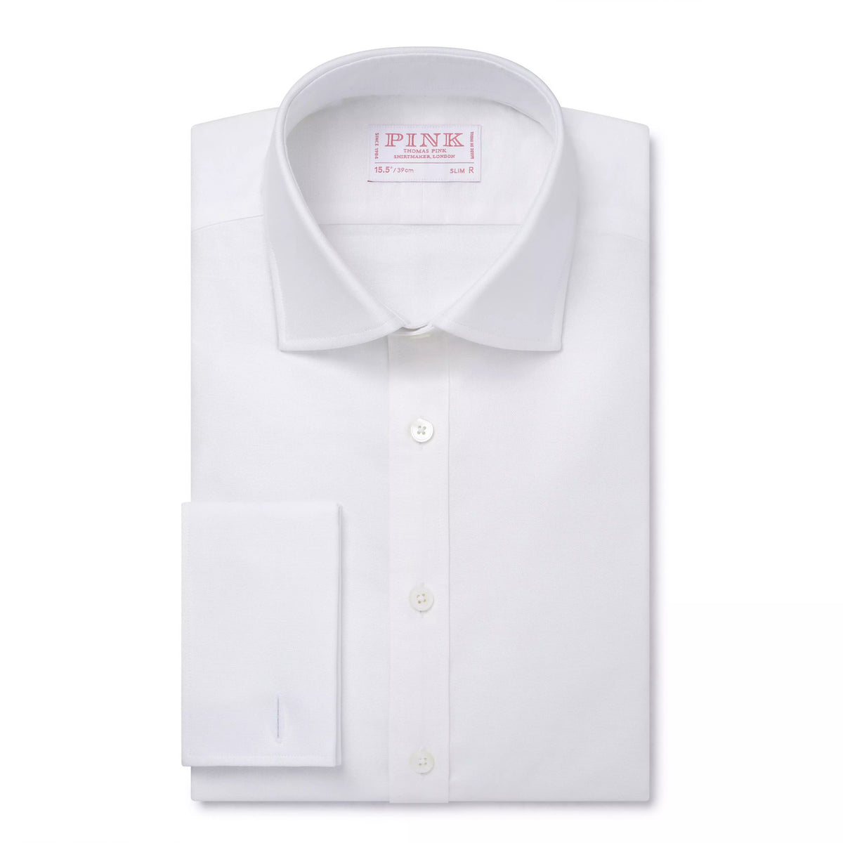 White Slim Fit Double Cuff Cotton Oxford Formal Shirt