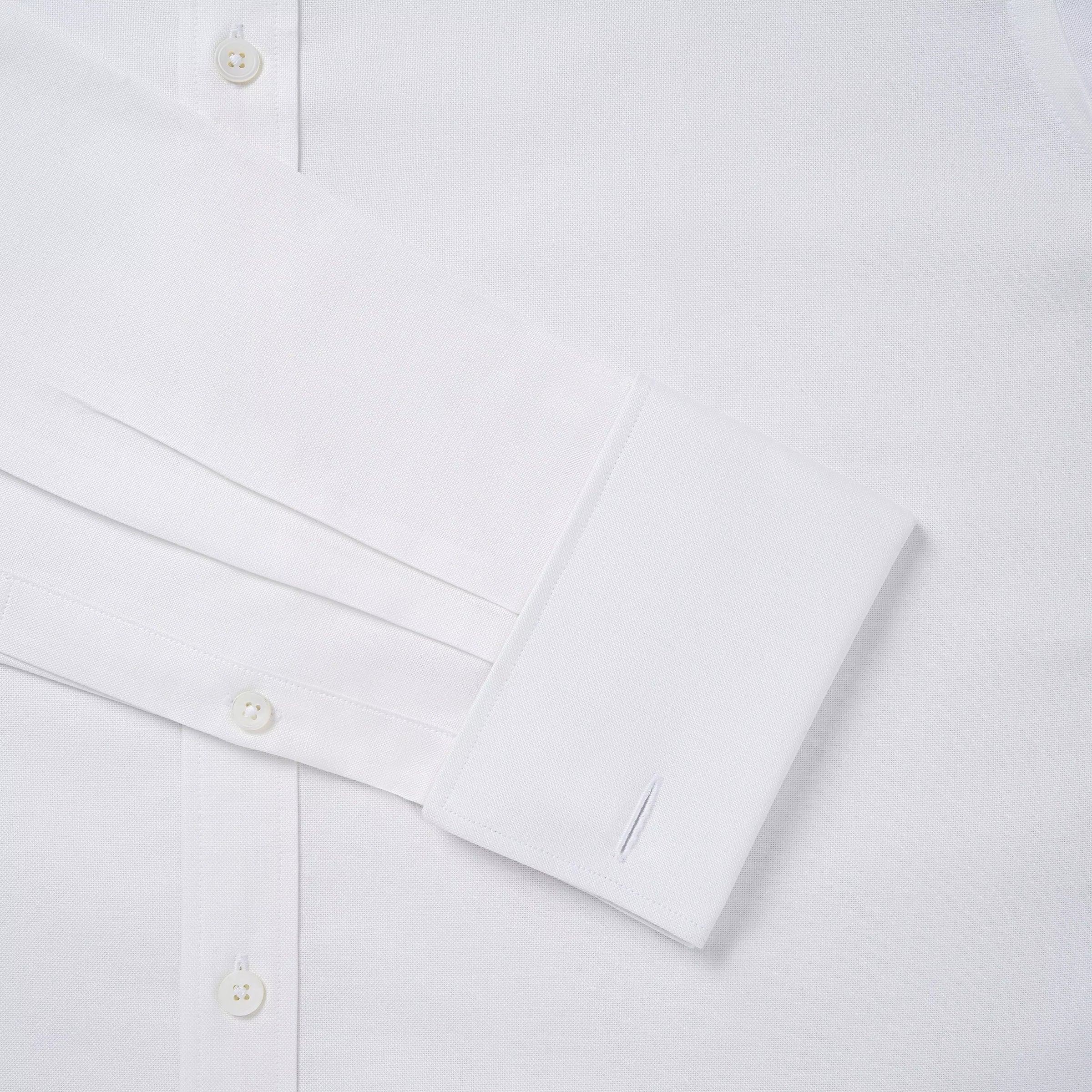 White Slim Fit Double Cuff Cotton Oxford Formal Shirt